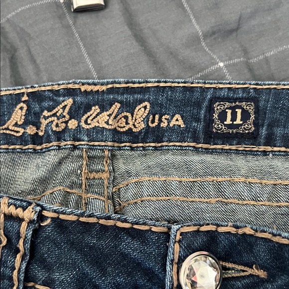 L.A. Idol Dark Blue Straight Leg Jeans - Picture 6 of 7